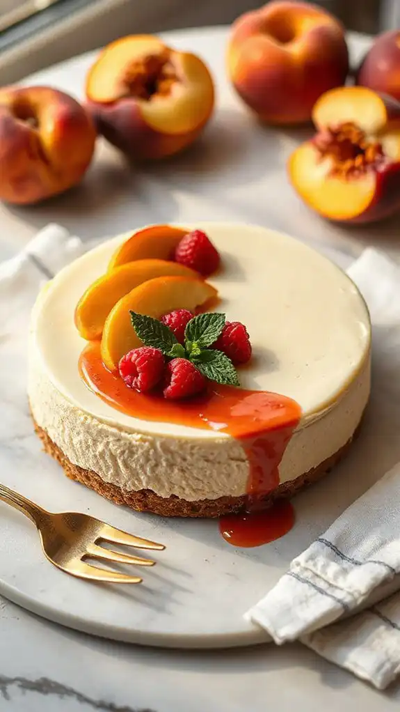 peach raspberry cheesecake delight