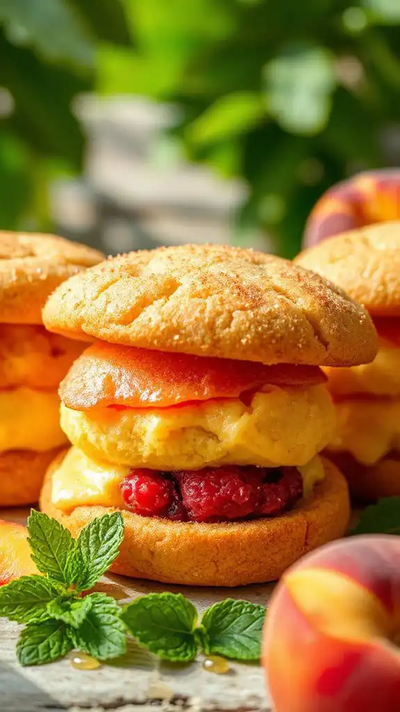peach sorbet cookie sandwiches