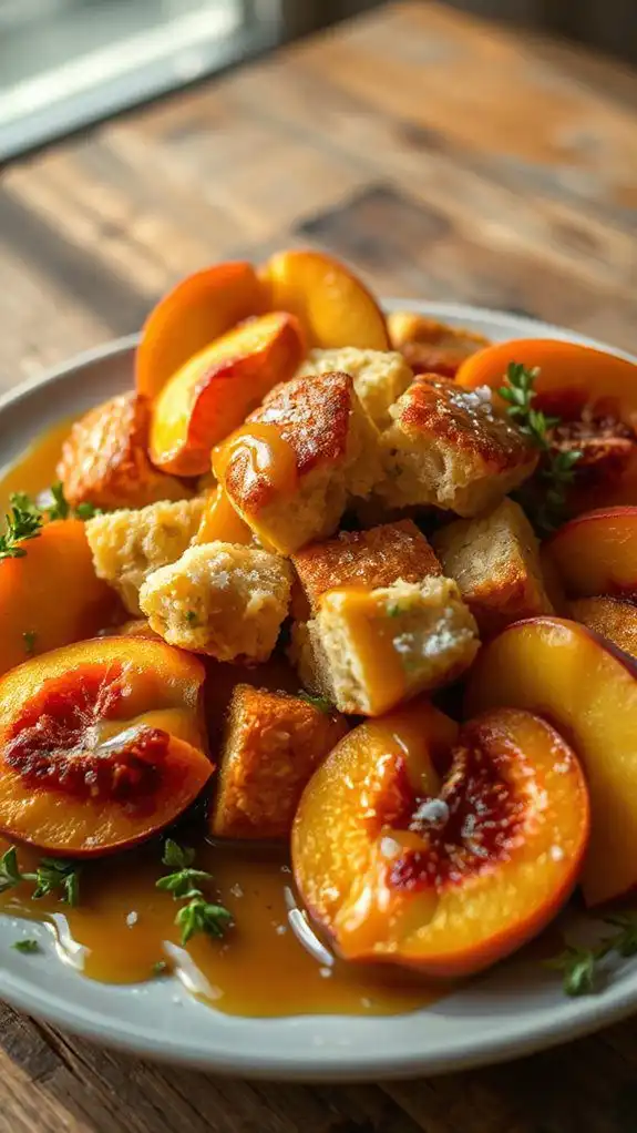 peach thyme bread pudding