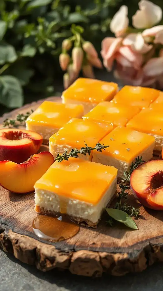 peach thyme cheesecake bars
