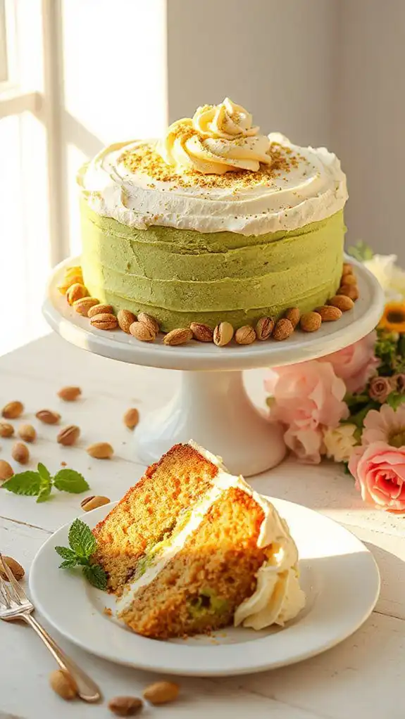 pistachio cake with frosting pistachio cake with frosting