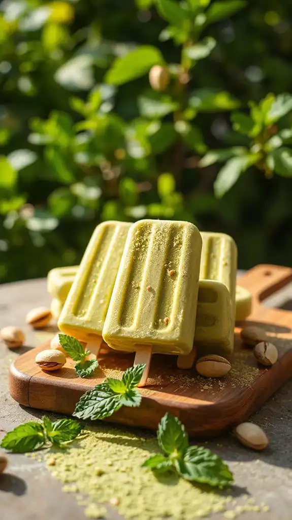 pistachio matcha frozen pops