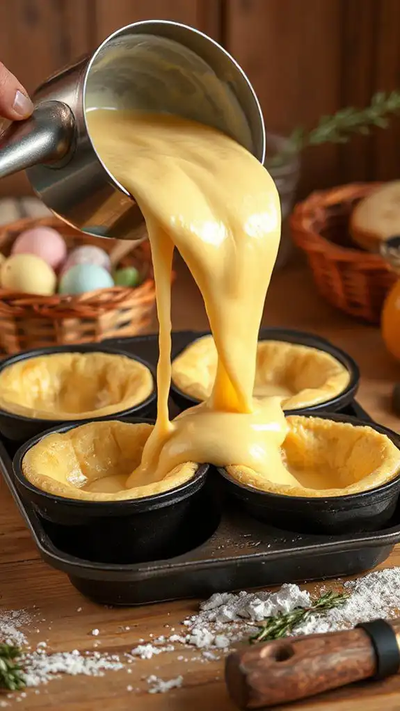 pour batter into pans