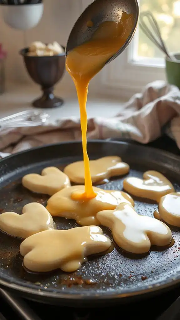 pour batter onto griddle