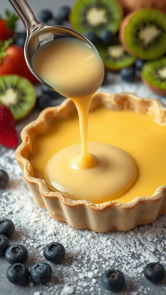 pour custard into shell