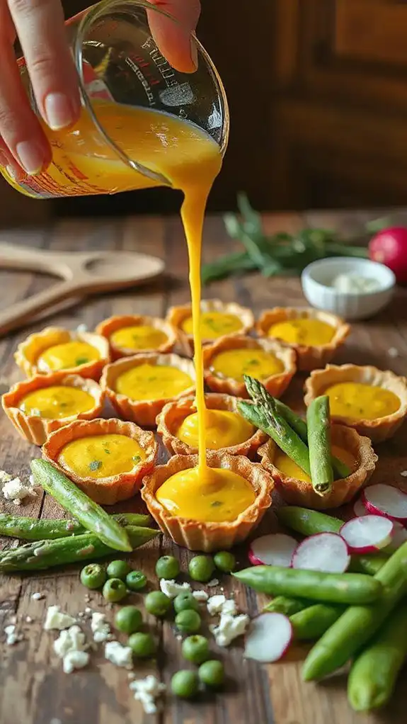 pour egg mixture evenly