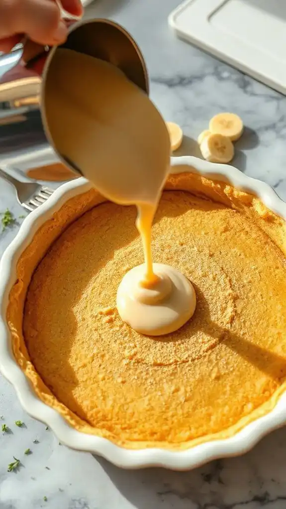 pour evenly into crust