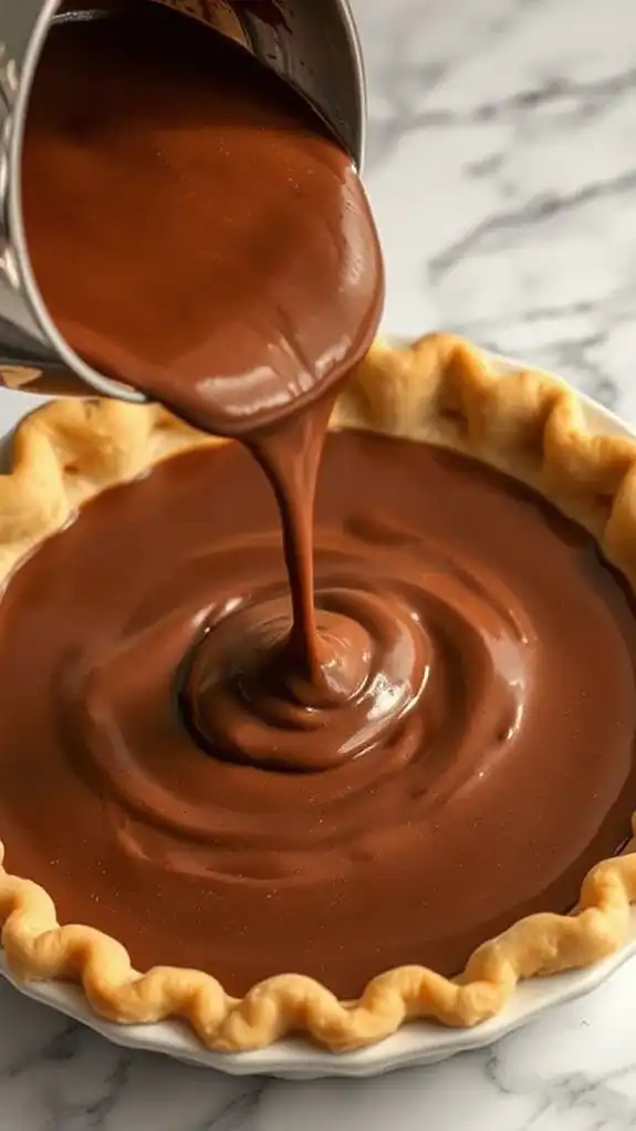 pour glossy chocolate evenly