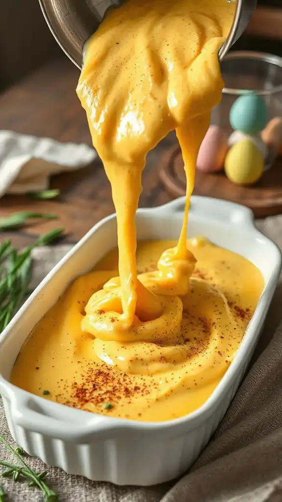 pour mixture into dish