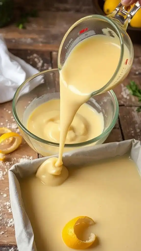 pour mixture into pan