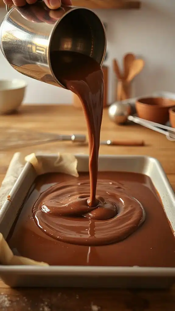 pour silky hot mixture