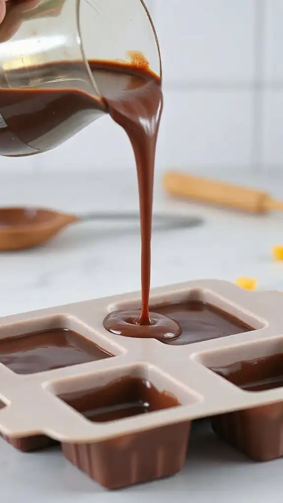 pour steadily into molds