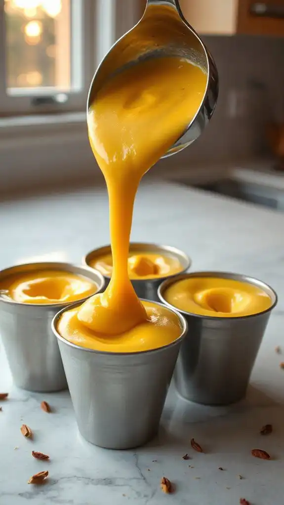 pour steadily into silicone molds