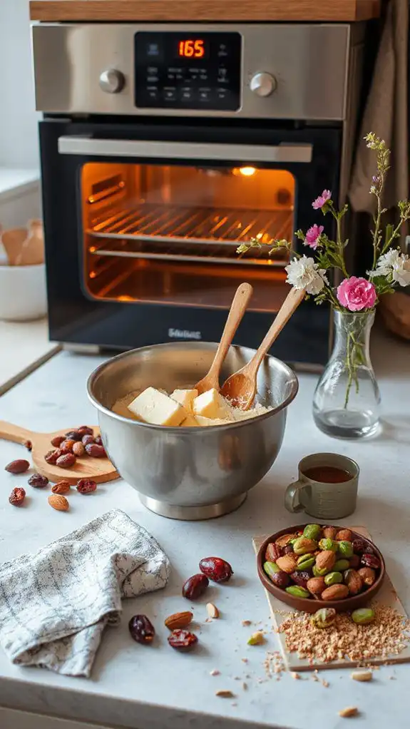 preheat oven to 165 c