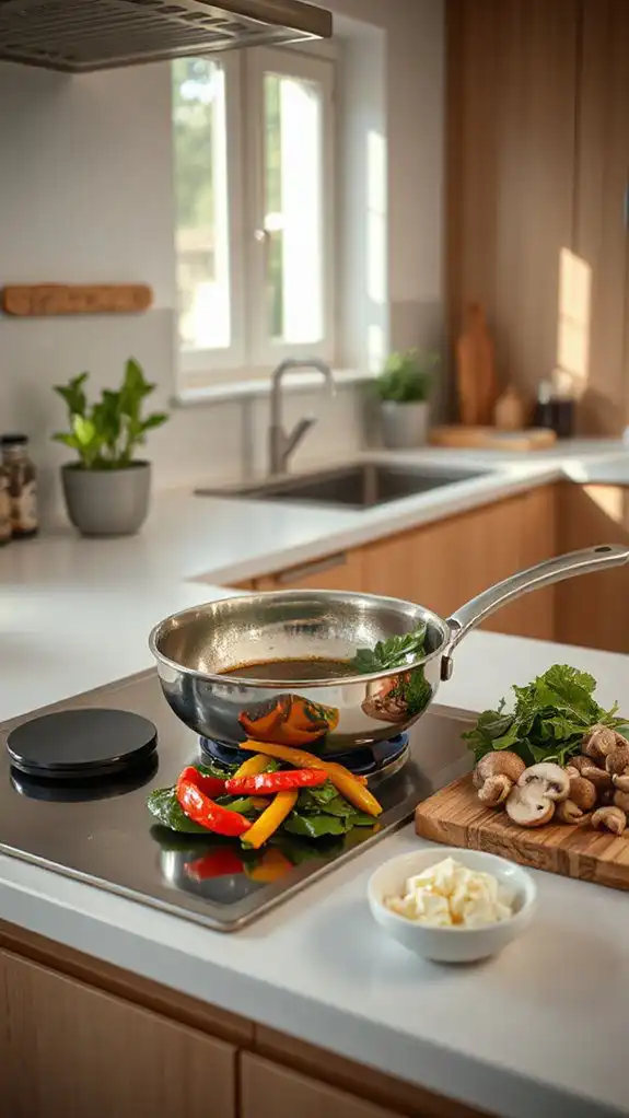 preheat skillet with caution