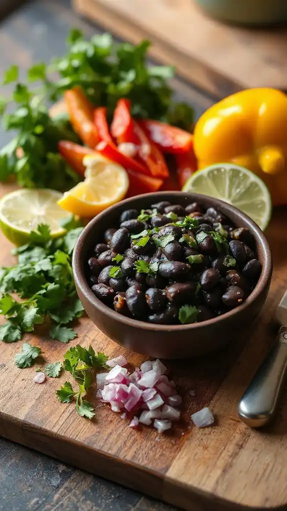 prepare black bean filling