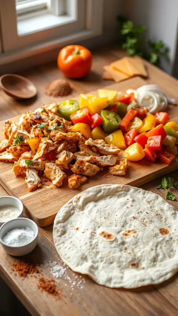 prepare chicken filling mixture