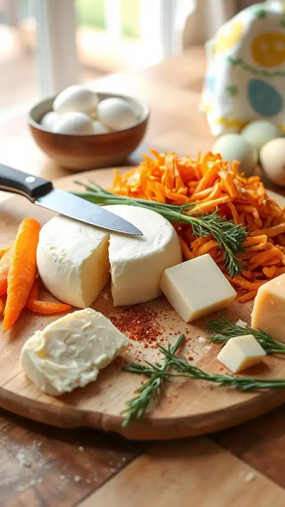 prepare mixture of cheese prepare mixture of cheese