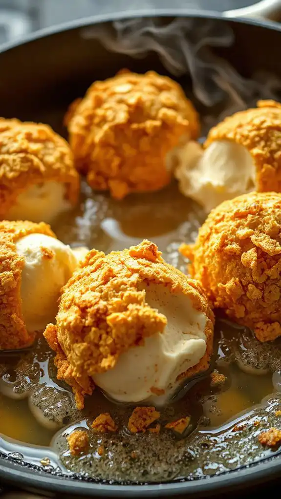 quickly fry coated scoops