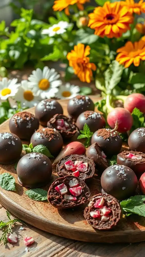 radish filled chocolate truffles