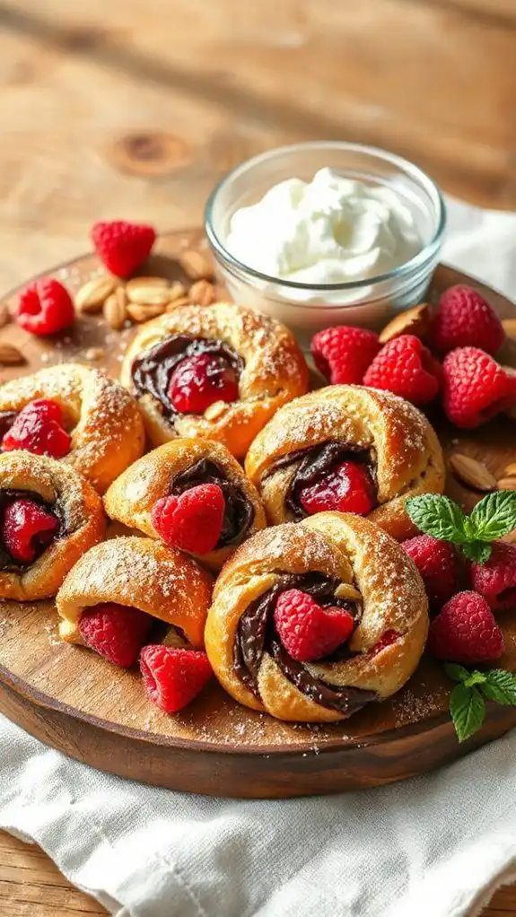 raspberry almond chocolate rolls