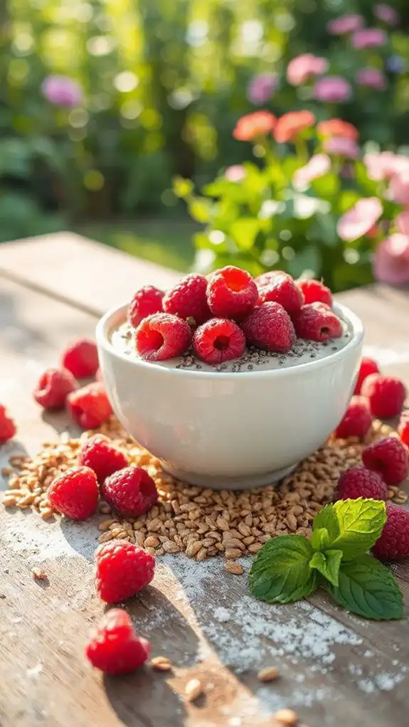 raspberry chia grain pudding