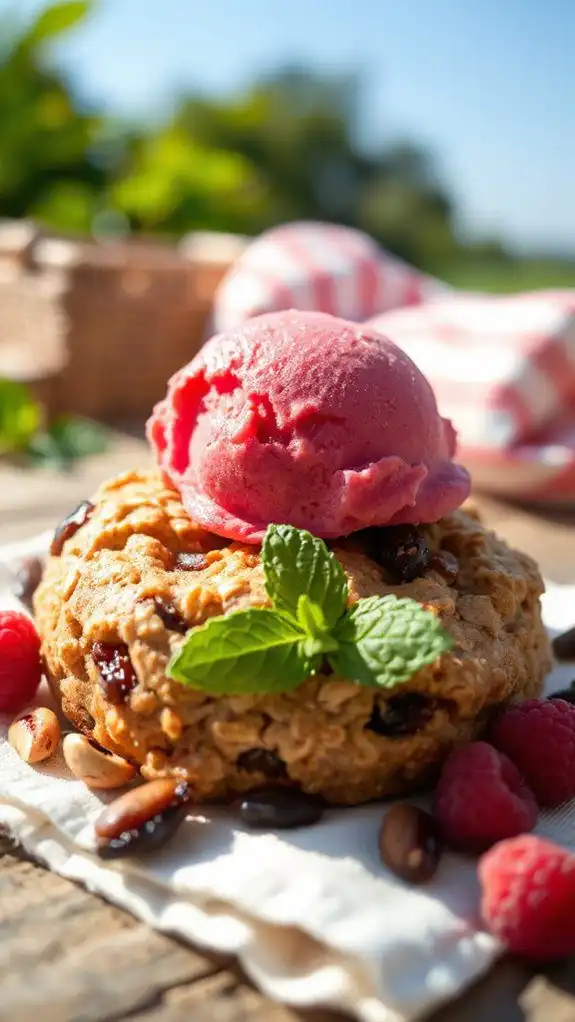 raspberry sorbet cookie sandwiches
