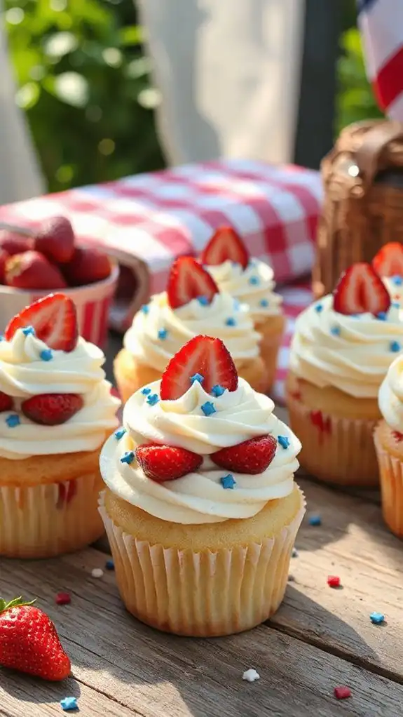 red white blue cupcakes