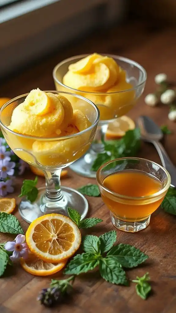 refreshing lemon amaretto sorbet