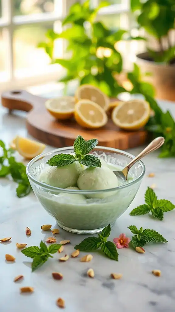 refreshing mint gooseberry sorbet