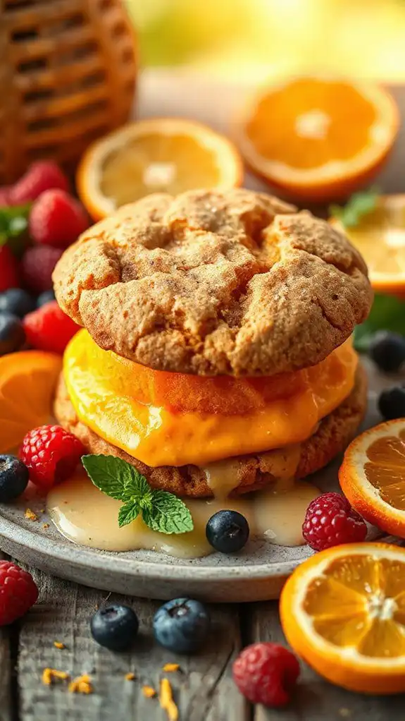 refreshing orange sorbet sandwiches