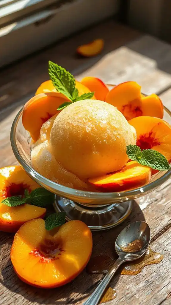 refreshing peach mint sorbet