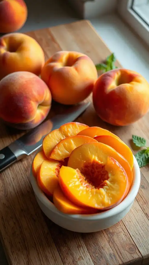 ripe peaches prepared carefully