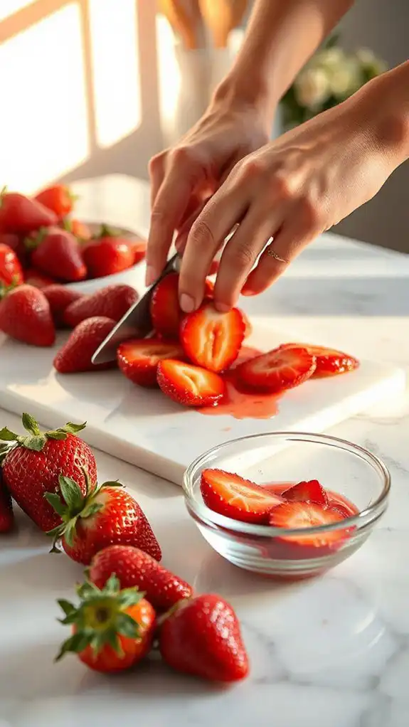 ripe strawberries washed pureed