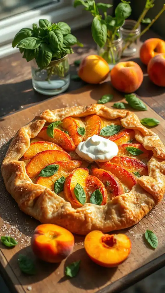 rustic peach basil tart