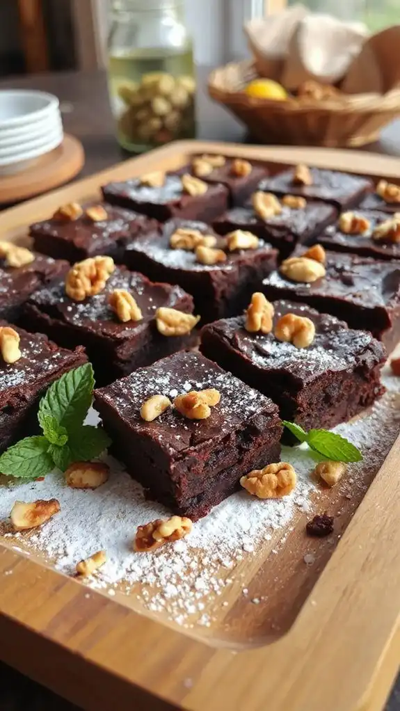 rye brownies with walnuts