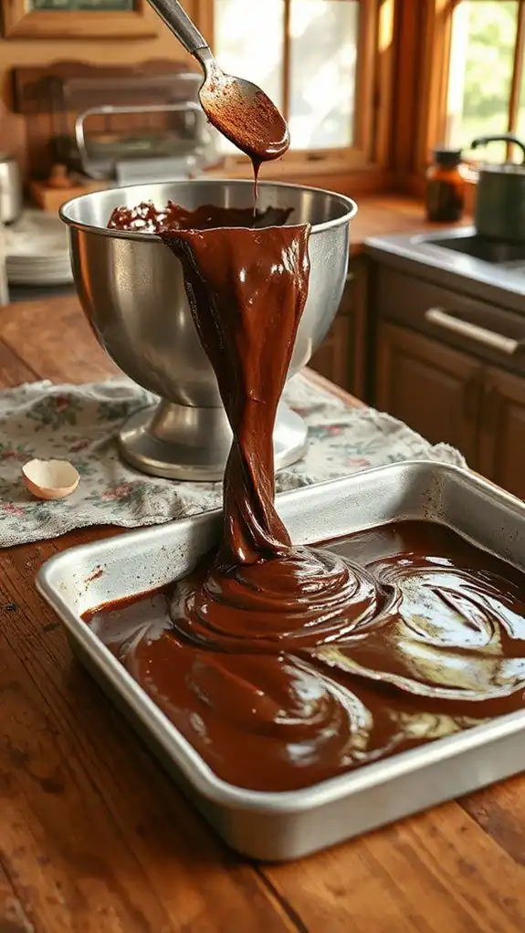 safely pour batter evenly