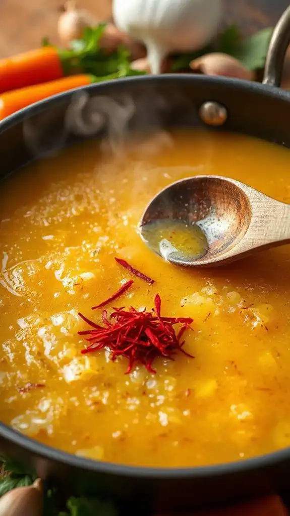 saffron infusion in broth saffron infusion in broth
