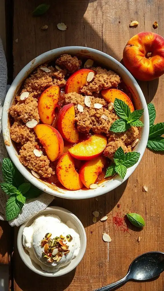 saffron peach crumble dessert saffron peach crumble dessert