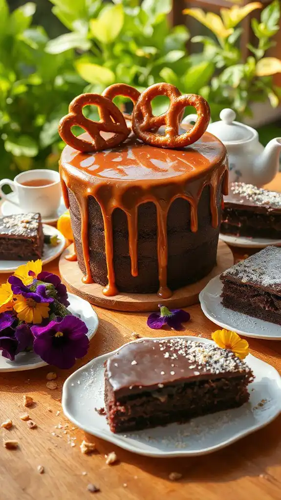 salted caramel pretzel cake