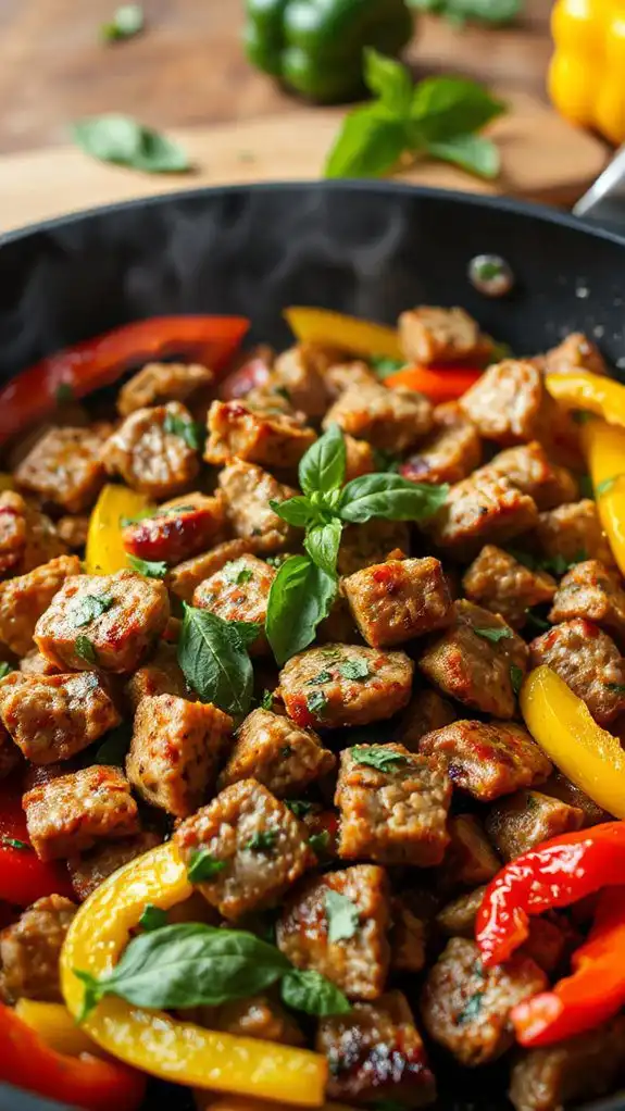 saut ed sausage with peppers
