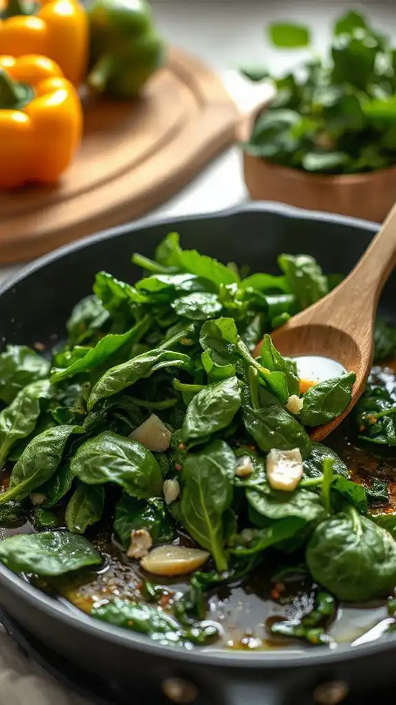 saut spinach before cooking