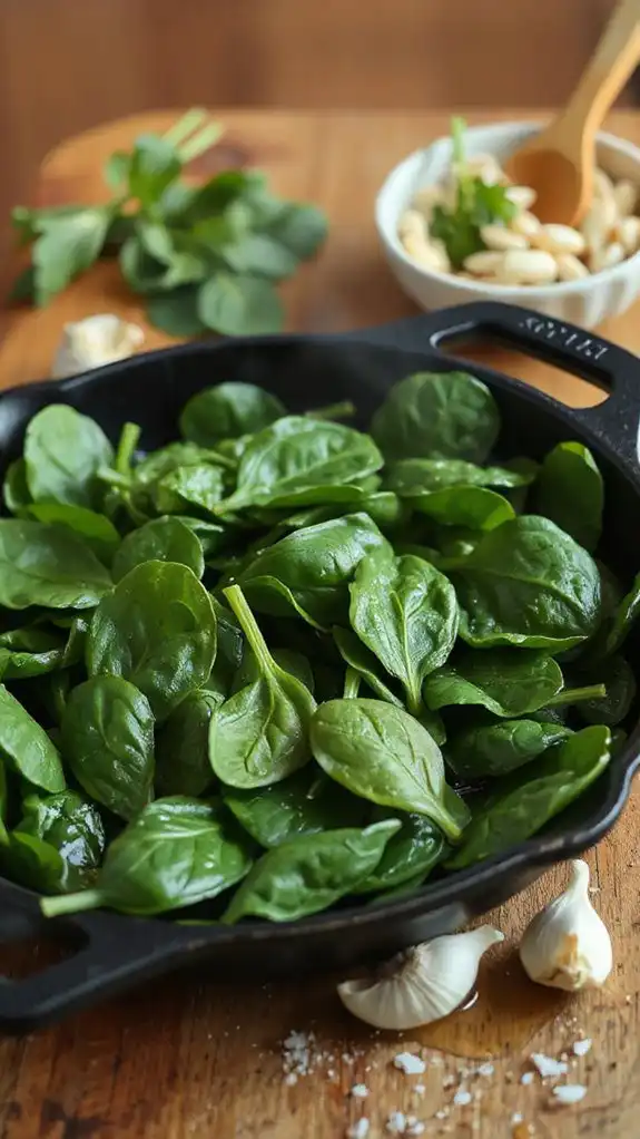 saut spinach until wilted