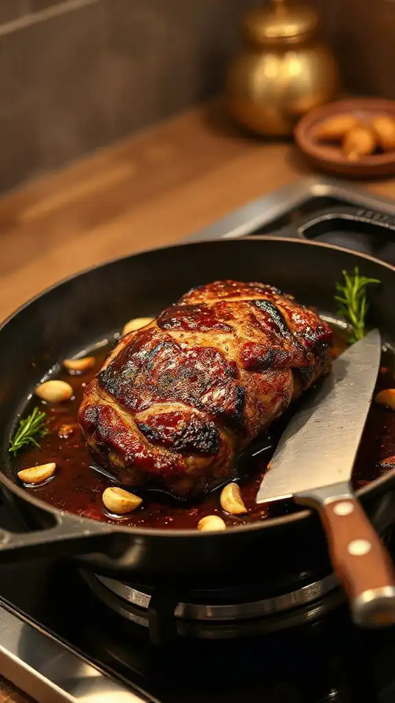 sear beef over high heat