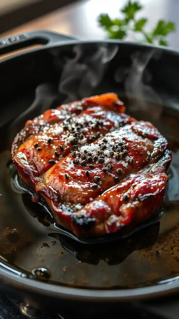 sear steak at high heat