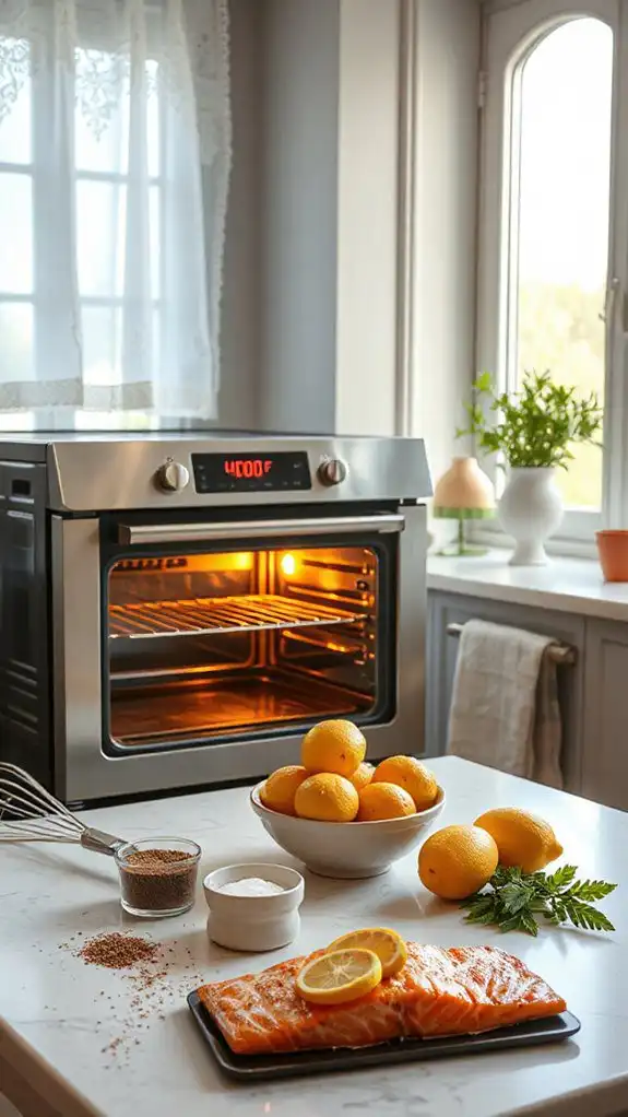 set oven to preheat