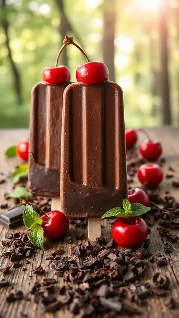 simple chocolate cherry popsicles