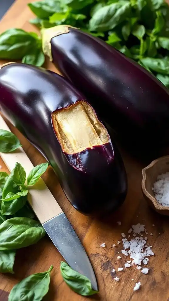 slice eggplants for cooking