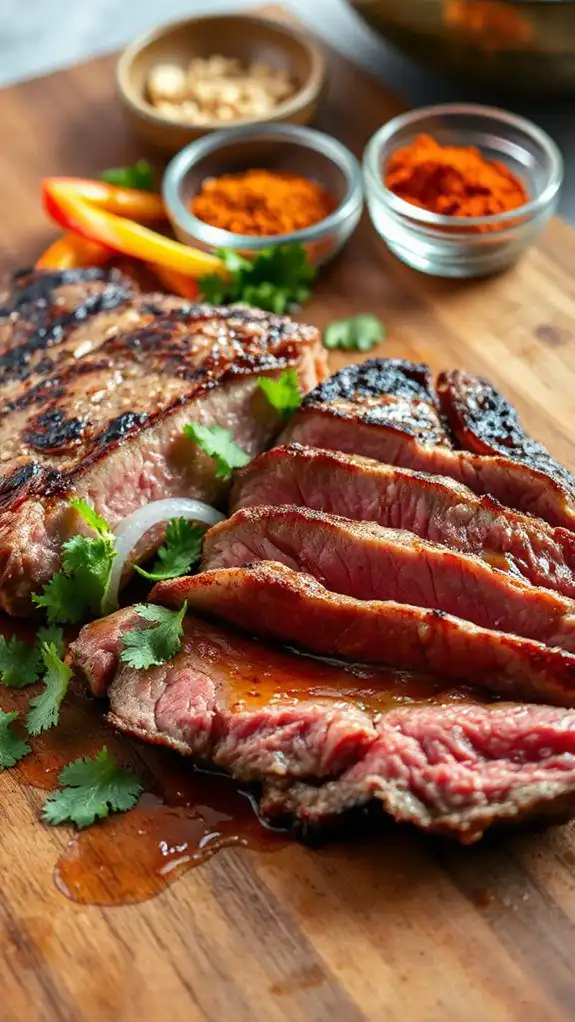 slice the cooked steak