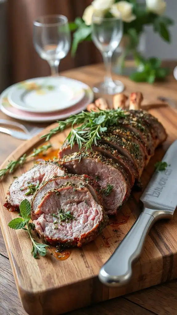 slicing the lamb rack